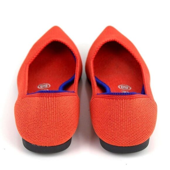 Rothy's ORANGE TEXTILE BLUE TRIM POINTED TOE FLAT BALLET SLIP ON SHOES Sz 8W - Picture 4 of 9